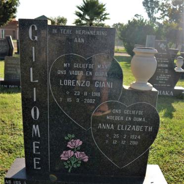 GILIOMEE Lorenzo Giana 1918-2002 &amp; Anna Elizabeth 1924-2011