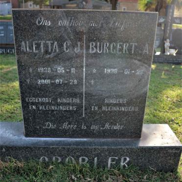 GROBLER Burgert A. 1938- &amp; Aletta C.J. 1938-2001