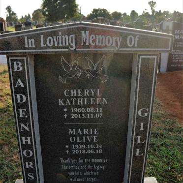 GILL Marie Olive 1929-2018 :: BADENHORST Cheryl Kathleen 1960-2013