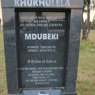 KHUKHULELA Mdubeki 1950-2018