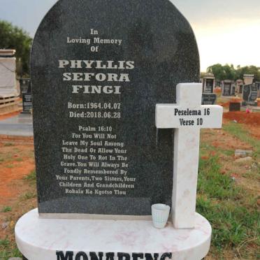 MONARENG Phyllis Sefora Fingi 1964-2018