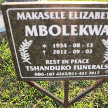 MBOLEKWA Makasele Elizabeth 1934-2012