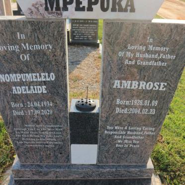 MPEPUKA Ambrose 1928-2004 &amp; Nompumelelo Adelaide 1934-2020