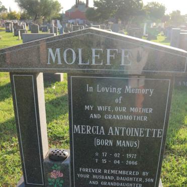 MOLEFE Mercia Antoinette nee MANUS 1972-2006