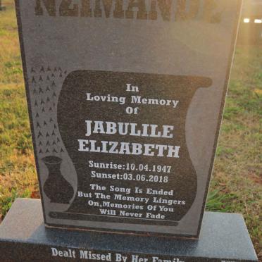 NZIMANDE Jabulile Elizabeth 1947-2018