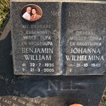 NEL Benjamin William 1935-2005 &amp; Johanna Wilhelmina 1940-