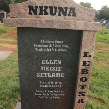 NKUNA Ellen Meisie Setlame 1958-2019