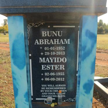 NHLAPHO Bunu Abraham 1952-2013 &amp; Mayido Ester 1955-2012