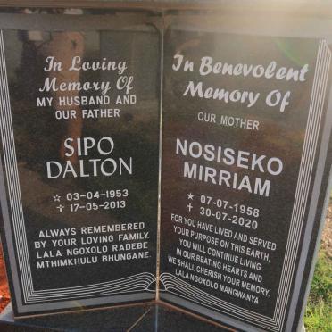 PLAATJIE Sipo Dalton 1953-2013 &amp; Nosiseko Mirriam 1958-2020