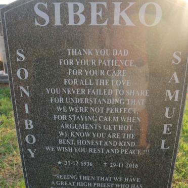 SIBEKO Soniboy Samuel 1936-2016