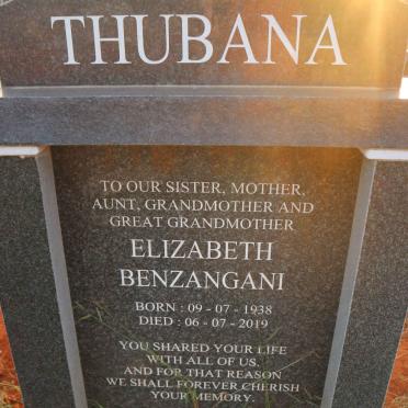 THUBANA Elizabeth Benzangani 1938-2019