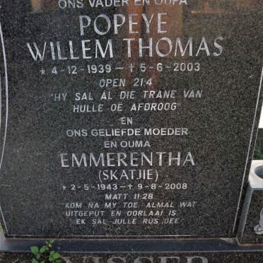 VISSER Willem Thomas 1939-2003 &amp; Emmerentha 1943-2008