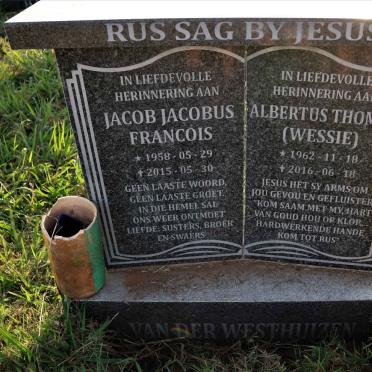 WESTHUIZEN Jacob Jacobus Francois, van der 1958-2015 :: VAN DER WESTHUIZEN Albertus Thomas 1962-2016