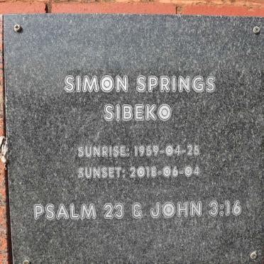 SIBEKO Simon Springs 1959-2018