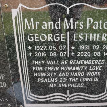 PATEL George 1927-2016 &amp; Esther 1931-2020