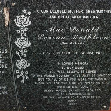 MACDONALD Levina Kathleen 1920-1989