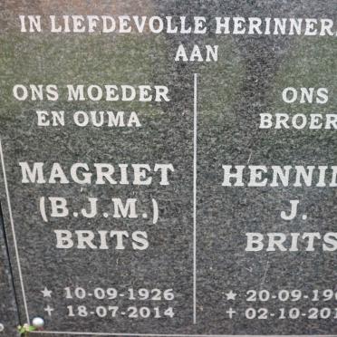 BRITS B.J.M. 1926-2014 :: BRITS Henning J. 1962-2016