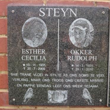 STEYN Okker Rudolph 1935-2010 &amp; Esther Cecilia 1935-2009