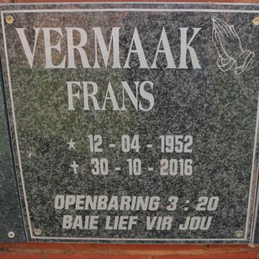 VERMAAK Frans 1952-2016
