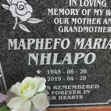 NHLAPO Maphefo Maria 1945-2019