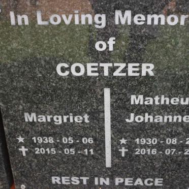 COETZER Matheus Johannes 1930-2016 &amp; Margriet 1938-2015
