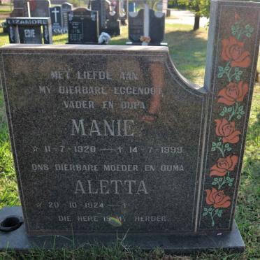 ? Manie 1920-1999 &amp; Aletta 1924-
