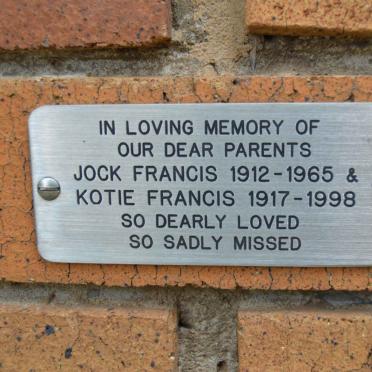 FRANCIS Jock 1912-1965 &amp; Kotie 1917-1998