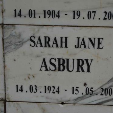 ASBURY Sarah Jane 1924-2000