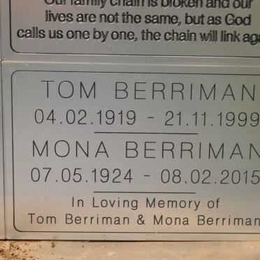 BERRIMAN Tom 1919-1999 &amp; Mona 1924-2015