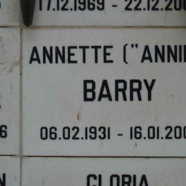 BARRY Annette 1931-2005