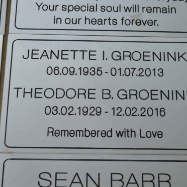 GROENINK Theodore B. 1929-2016 &amp; Jeanette I. 1935-2013