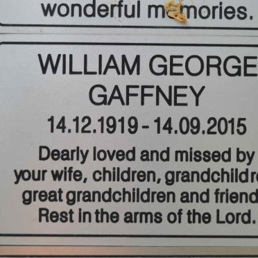 GAFFNEY William George 1919-2015