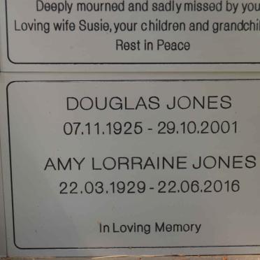 JONES Douglas 1925-2001 &amp; Amy Lorraine 1929-2016