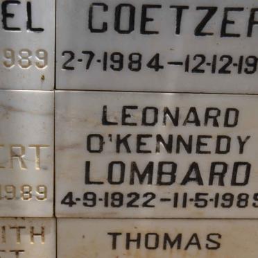 LOMBARD Leonard O'Kennedy 1922-1985