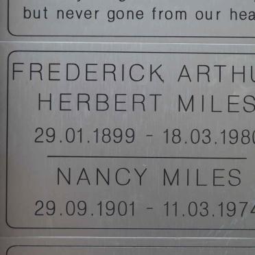 MILES Frederick Arthur Herbert 1899-1980 &amp; Nancy 1901-1974