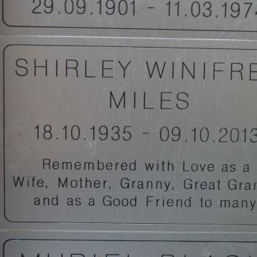 MILES Shirley Winifred 1935-2013