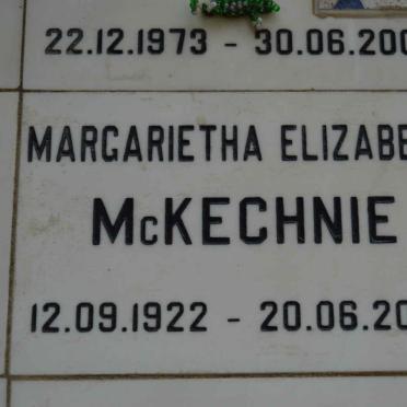 McKECHNIE Margarietha Elizabeth 1922-2005