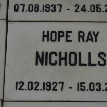 NICHOLLS Hope Ray 1927-2010