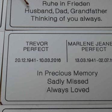 PERFECT Trevor 1941-2016 &amp; Marlene Jeanette 1941-1997