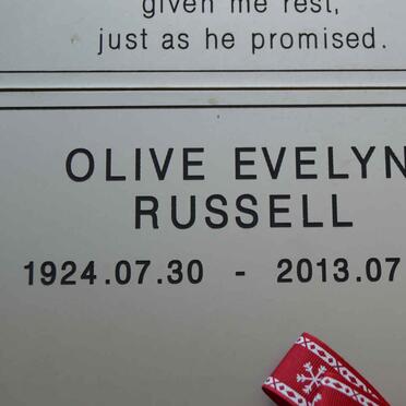 RUSSELL Olive Evelyn 1924-2013