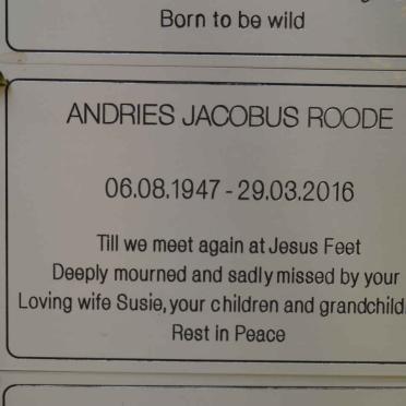 ROODE Andries Jacobus 1947-2016