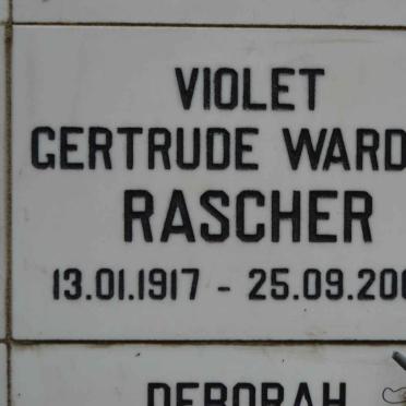 RASCHER Violet Gertrude Wardle 1917-2008