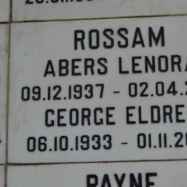 ROSSAM George Eldred 1933-2003 &amp; Abers Lenora 1937-2001
