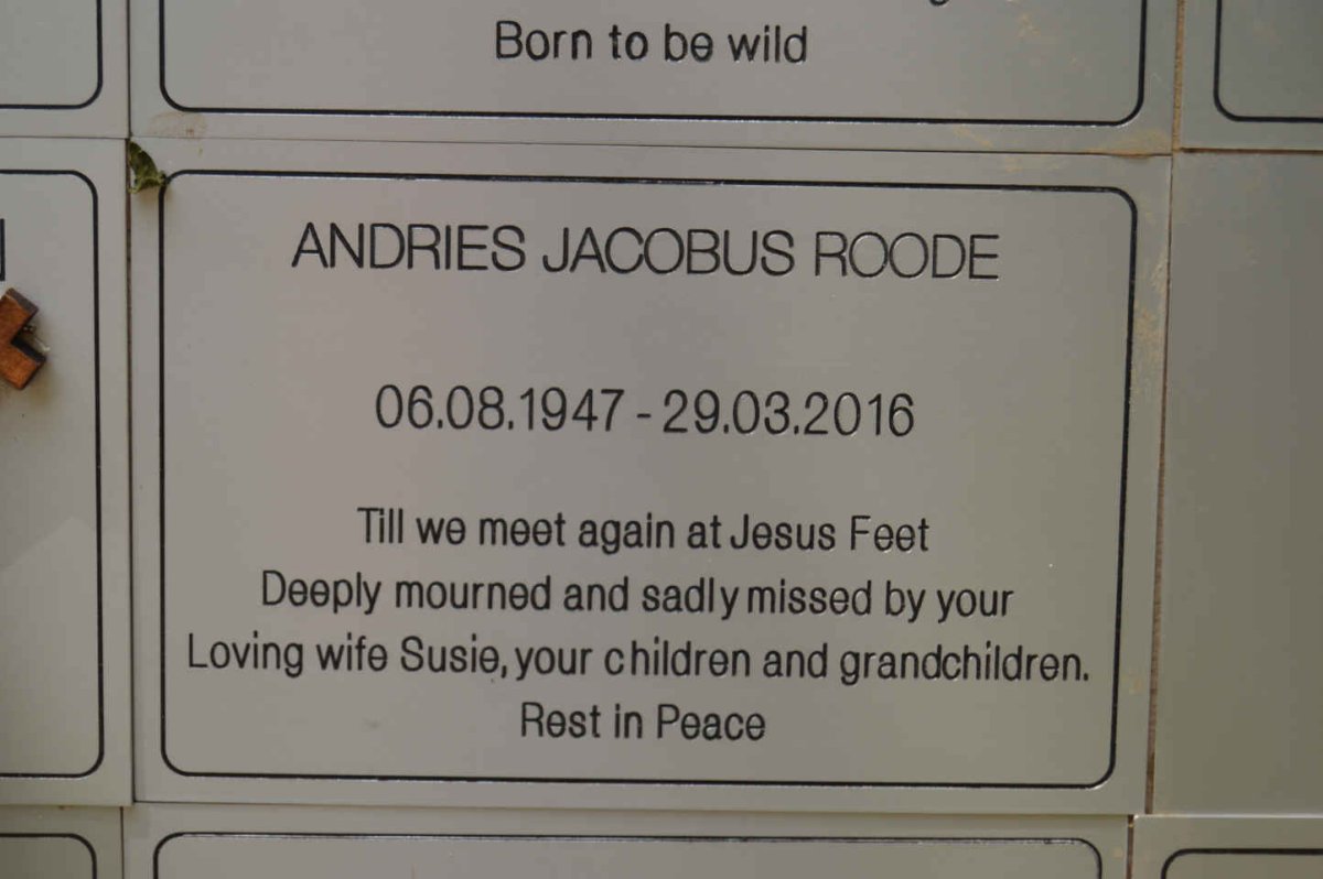 ROODE Andries Jacobus 1947-2016