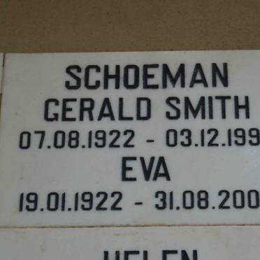 SCHOEMAN Gerald Smith 1922-1993 &amp; Eva 1922-2008