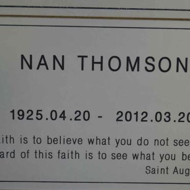 THOMSON Nan 1925-2012