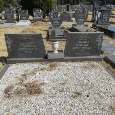 ACKERMANN Johannes Nicolaas 1943-1996 &amp; Elizabeth Petronella