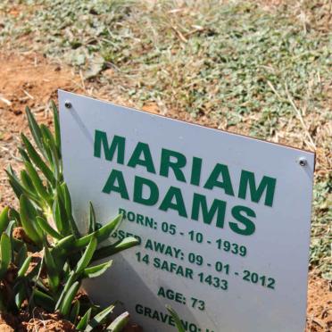 ADAMS Mariam 1939-2012