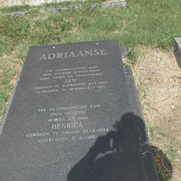 ADRIAANSE Jan 1924-1971 &amp; Henrica 1924-1998
