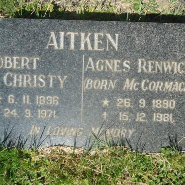 AITKEN Robert Christy 1896-1971 &amp; Agnes Renwick McCORMACK 1890-1981